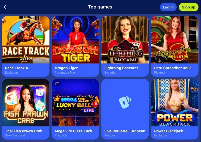 DK88 Top Games list featuring live dealer titles such as Dragon Tiger and Lightning Baccarat