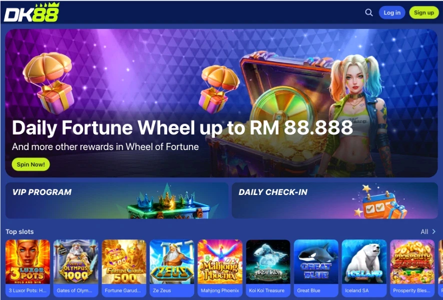DK88 Daily Fortune Wheel banner advertising rewards up to RM 88,888